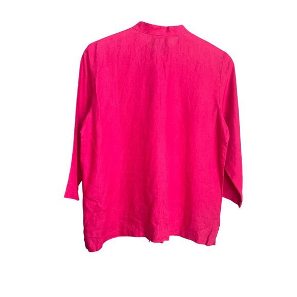 Eileen Fisher Pink Linen Button Down Top 100% Irish Linen - Picture 2 of 5
